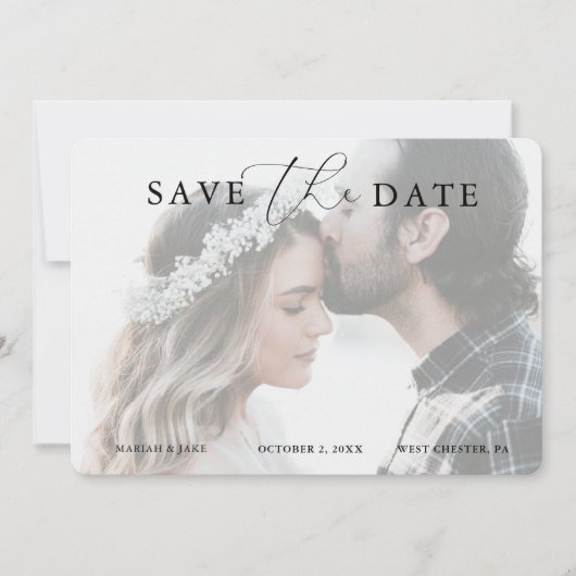 ロマンチックな書道写真日付の招待を保存 招待状 (正面)