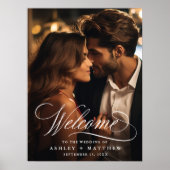 ロマンチックな書道写真結婚のウェルカムサイン ポスター (正面)