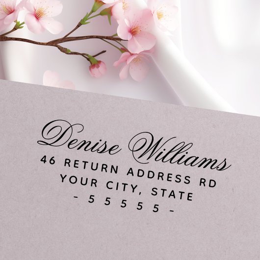 ロマンチックな書道台本のエレガント差出人住所 セルフインキングスタンプ