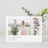 ロマンチックな書道台本の複数の結婚写真 サンキューカード (スタンド正面)