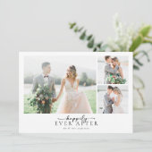 ロマンチックな書道台本の複数の結婚写真 サンキューカード (スタンド正面)