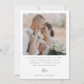 ロマンチックな書道台本の複数の結婚写真 サンキューカード (裏面)