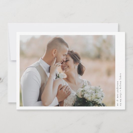 ロマンチックな書道台本の複数の結婚写真 サンキューカード (正面)