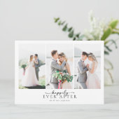 ロマンチックな書道台本の複数の結婚写真 サンキューカード (スタンド正面)