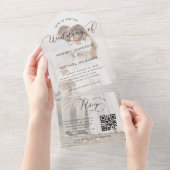 ロマンチックな書道台本フォトQrコード結婚ズ オールインワン招待状 (貼ってはがせる)
