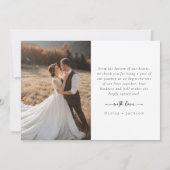 ロマンチックな書道台本結婚の写真 サンキューカード (裏面)