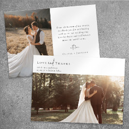 ロマンチックな書道台本結婚の写真 サンキューカード