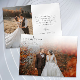 ロマンチックな書道台本結婚の写真 サンキューカード