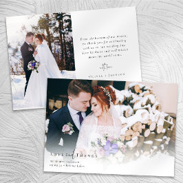 ロマンチックな書道台本結婚の写真 サンキューカード