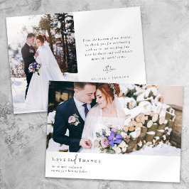 ロマンチックな書道台本結婚の写真 サンキューカード