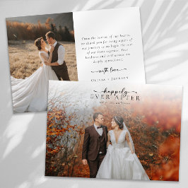 ロマンチックな書道台本結婚の写真 サンキューカード