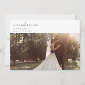 ロマンチックな書道台本結婚の写真 サンキューカード (正面)