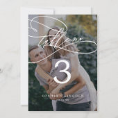 ロマンチックな書道暗い写真5x7"テーブル番号 招待状 (裏面)