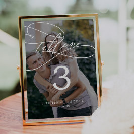 ロマンチックな書道暗い写真5x7"テーブル番号 招待状