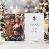 ロマンチックな書道楽しいクリスマスフォトフラット シーズンカード