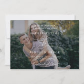 ロマンチックな書道水平ダークフォト結婚ズ 招待状 (正面)