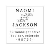 ロマンチックな書道結婚カップルの差出人住所 セルフインキングスタンプ (デザイン)