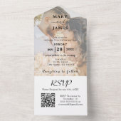 ロマンチックな書道結婚写真 オールインワン招待状 (内側)