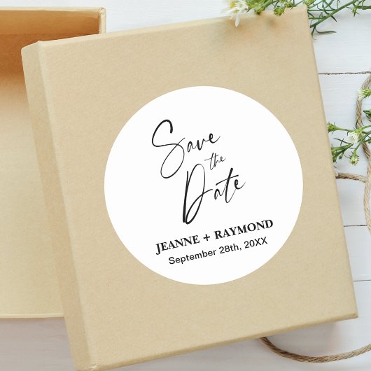 ロマンチックな書道結婚式の日付を保存カスタムする ラウンドシール