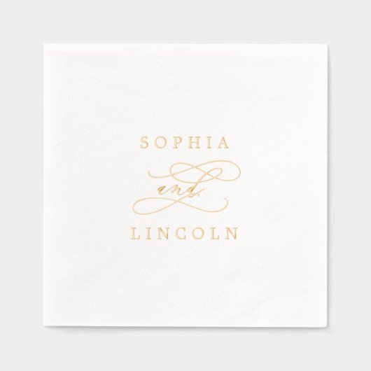 ロマンチックな書道金箔の花開結婚き 箔ナプキン (正面)