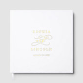 ロマンチックな書道金箔モノグラム結婚ズ ゲストブック (正面)