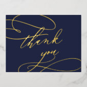 ロマンチックな書道金箔海軍サンキューカード 箔招待状ポストカード (正面)