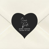 ロマンチックな書道黒い結婚式の日付を保存 ハートシール