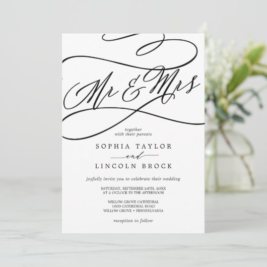 ロマンチックな書道 |お気に入りのミセス結婚ズ 招待状 (スタンド正面)