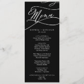 ロマンチックな書道 |ダークブラック結婚のディナー メニュー (正面)