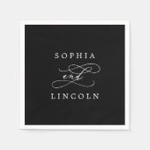 ロマンチックな書道 |ダークブラック結婚のナプキン スタンダードカクテルナプキン (正面)