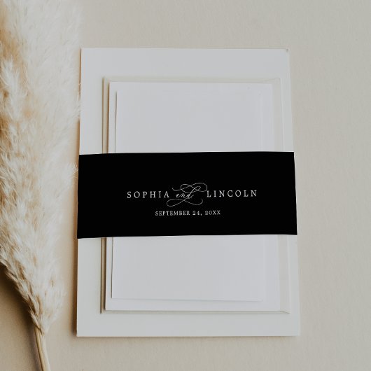 ロマンチックな書道 |フローリッシュブラック結婚ズ 招待状ベリーバンド