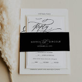 ロマンチックな書道 |フローリッシュブラック結婚ズ 招待状ベリーバンド