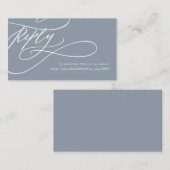 ロマンチックな書道 |青と白のWebサイトRSVP エンクロージャーカード (正面/裏面)