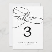 ロマンチックな書道 | 5x7"のテーブル番号を表示 招待状 (正面)