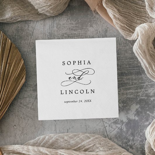 ロマンチックな書道 | Fluriishの結婚日付 スタンダードカクテルナプキン