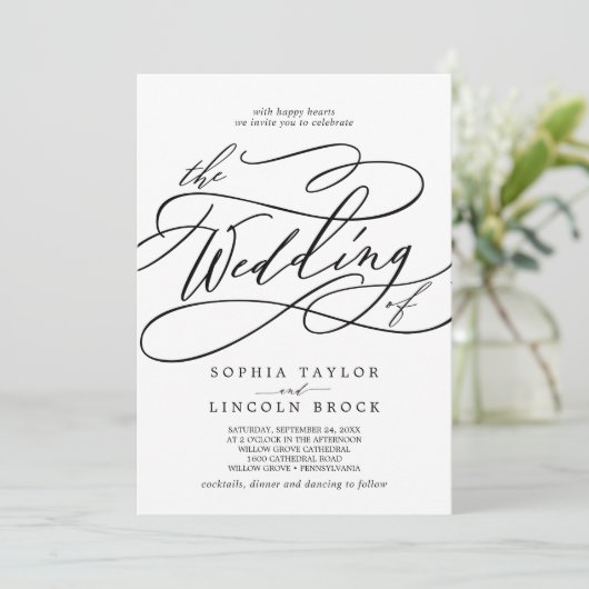 ロマンチックな書道 | Oneの中で盛り上げ結婚る 招待状 (スタンド正面)