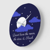 ロマンチックな月と星 ラージ壁時計 (傾斜)