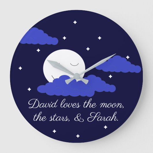 ロマンチックな月と星 ラージ壁時計 (正面)