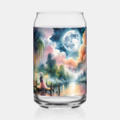 ロマンチックな月明かりの水彩夜景 ガラス缶 (正面)