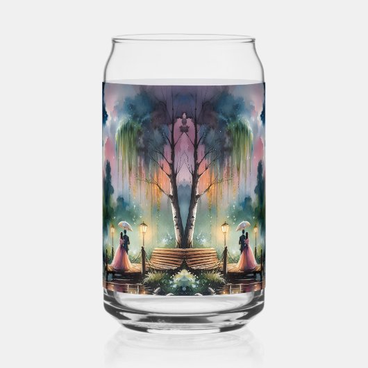 ロマンチックな月明かりの水彩夜景 ガラス缶 (右)