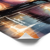 ロマンチックな月明かりの水彩夜景 ポスター (コーナー)