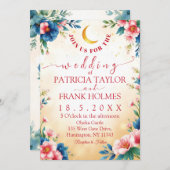 ロマンチックな月&フローラカスタムウェディング 招待状 (正面/裏面)