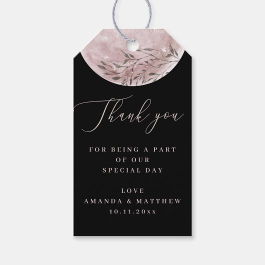 ロマンチックな月 | ブラックエレガントズ結婚・サンキュー ギフトタグ (正面)
