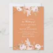 ロマンチックな杏色の牡丹の結婚式招待状 招待状 (正面)