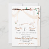 ロマンチックな枝飾りとメイソンジャー照明 招待状 (正面)