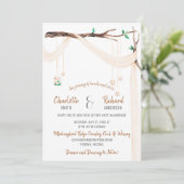 ロマンチックな枝飾りとメイソンジャー照明 招待状 (スタンド正面)