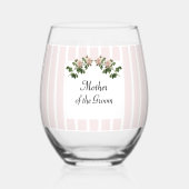 ロマンチックな柔らかいピンクの母親の新郎結婚の ステムなしワイングラス (正面)