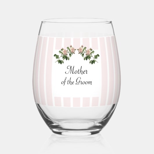 ロマンチックな柔らかいピンクの母親の新郎結婚の ステムなしワイングラス (裏面)