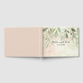 ロマンチックな柔らかい植物性の結婚緑 ゲストブック (全面)