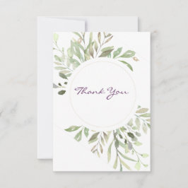 ロマンチックな柔らかい植物性の緑 サンキューカード